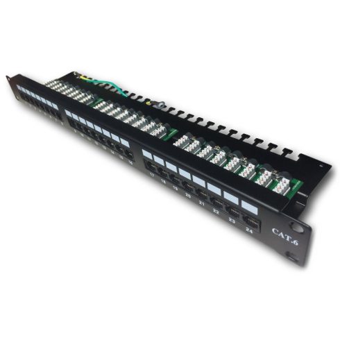 DATACOM Patch panel 19" UTP 24 port CAT6 LSA 1U BK (3x8p) zgornja reža