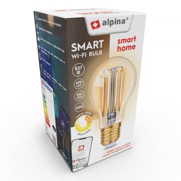   Alpina - Smart Wi-Fi žarnica, grlo E27, moč 4,9 W, topla bela