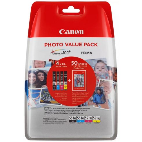 Canon multipack s kartušami s črnilom za fotografski papir CLI-551XL C/M/Y/BK PHOTO VALUE BL