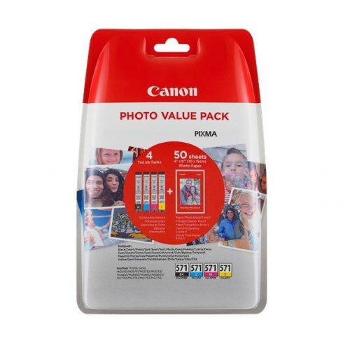 Canon multipack kartuš s črnilom CLI-571-C+M+Y+BK / 50x foto papir PP-201