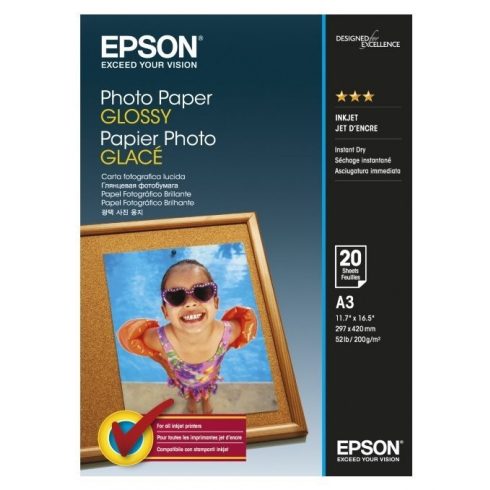 Foto papir EPSON C13S042536/ A3/ sijajni/ 20 kos