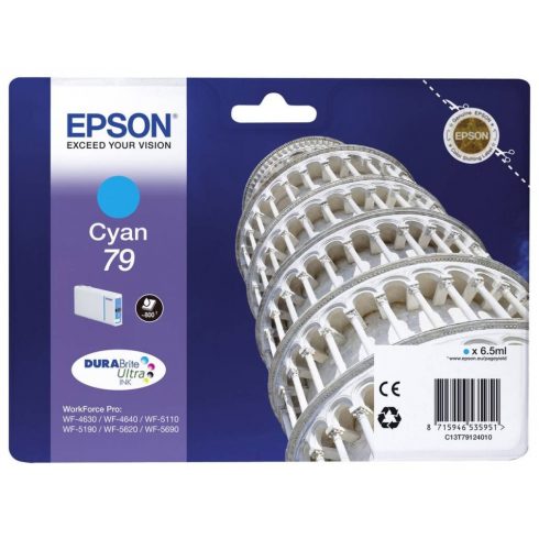 Epson Ink Cartridge/ C13T79124010/ 79 DURABrite Ultra/ WF-5110DW/ WF-5190/ WF-5620/ WF-5690/ Cyan