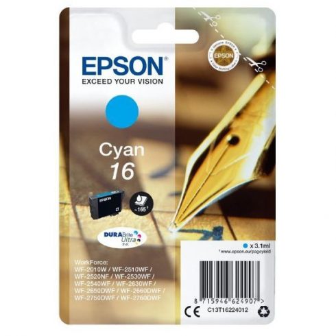 Kartuša s črnilom Epson/ T1622/ Singlepack 16 DURABrite Ultra Ink/ Cyan