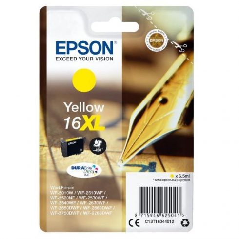 Kartuša s črnilom Epson/ T1634/ C13T16344012/ Singlepack 16XL DURABrite Ultra Ink/ Yellow