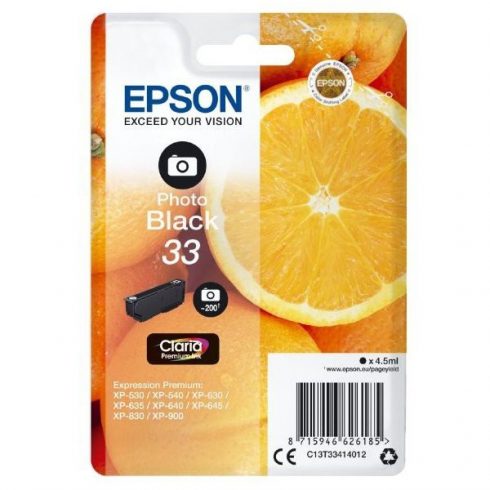 Kartuša s črnilom Epson/ T3341/ Singlepack 33 Claria Premium Ink/ Photo Black