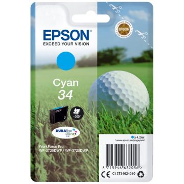   Epson Ink Cartridge/ C13T34624010/ 34 DURABrite Ultra/ WorkForce Pro WF-3720DWF/ Cyan