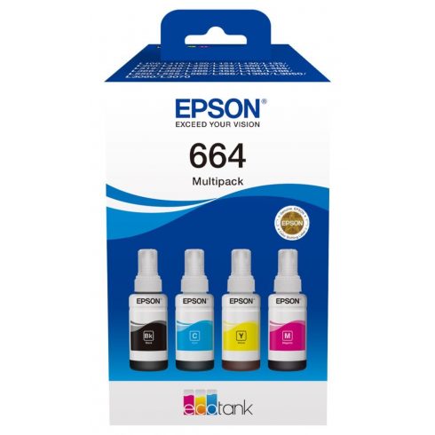 Epson kartuša s črnilom 664/ T66464A/ EcoTank/ L120/ L310/ L305x/ L3060/ L3070/ L1300/ 4-barvno večnamensko pakiranje