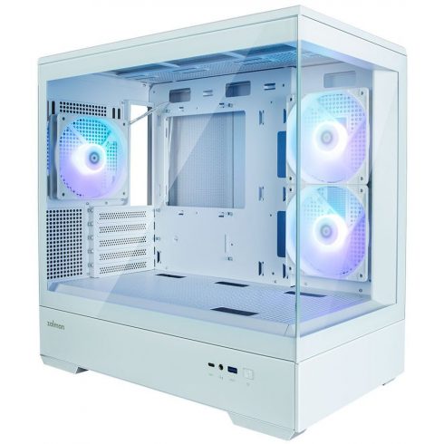 Zalman ohišje P30 White / miniT / 3x120mm fan ARGB / USB 3.0 / USB-C / kaljeno steklo / belo