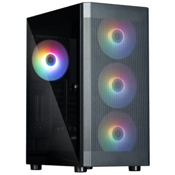   Zalman ohišje i4 TG / Middle Tower / 4x 140 mm RBG LED ventilator / 2x USB 3.0 / 1x USB 2.0 / mrežasta plošča / kaljeno steklo / črna