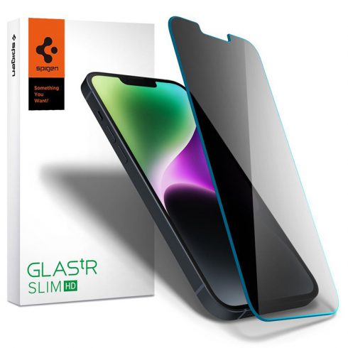 Spigen Glas.TR Slim - Kaljeno steklo s filtrom zasebnosti za iPhone 14 / iPhone 13 Pro / iPhone 13