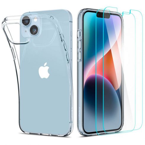 Spigen Crystal Pack - Komplet etui za iPhone 15 Plus / iPhone 14 Plus + zaščitno steklo (prozorno)