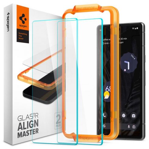 Spigen Alm Glas.TR 2-Pack - kaljeno steklo za Google Pixel 7A (prozorno)