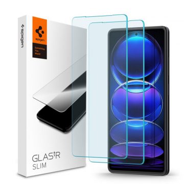   Spigen Glas.TR Slim 2-Pack - Kaljeno steklo za Xiaomi Redmi Note 12 Pro 5G/12 Pro+ 5G/POCO X5 Pro 5G