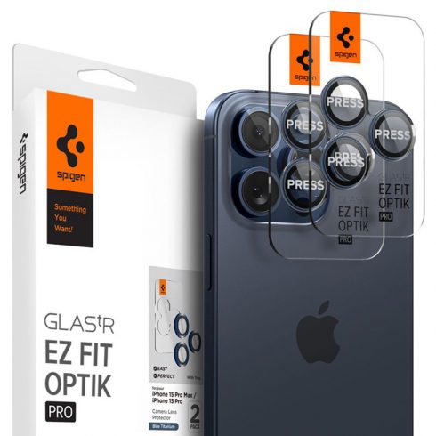 Spigen Optik.TR EZ Fit Camera Lens Protector 2-Pack - Steklo za zaščito leč za iPhone 15 Pro / iPhone 15 Pro Max / iPhone 14 Pro / iPhone 14 Pro Max (2 kosa) (B