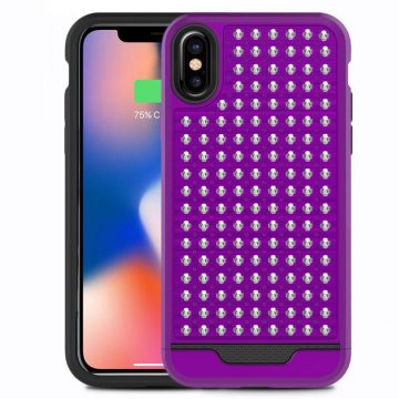   Ovitek Zizo Star Diamond Hybrid za iPhone X (vijoličen/črn)