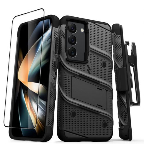 Serija ZIZO BOLT - Armoured etui za Samsung Galaxy S23 z 9H steklom za zaslon + držalo s stojalom (črna)