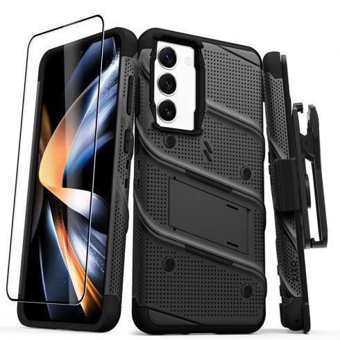 Serija ZIZO BOLT - Armoured etui za Samsung Galaxy S23+ z 9H steklom za zaslon + držalo s stojalom (črna)