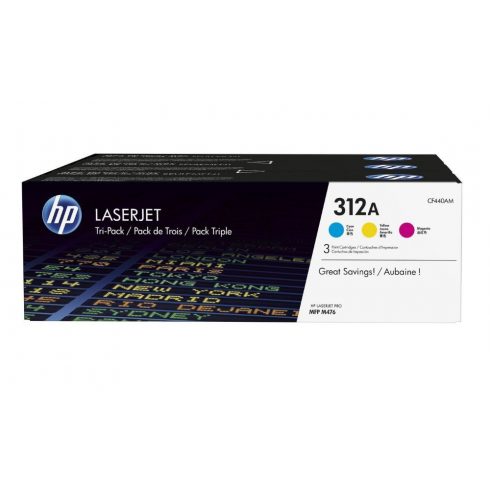 HP 312A Trojni paket originalnih kartuš s tonerjem LaserJet (cian, magenta, rumena)