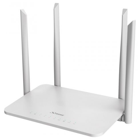 Dvopasovni usmerjevalnik STRONG 1200S/podstavek za Wi-Fi. 802.11a/b/g/n/ac/ 1200 Mbit/s/ 2,4 GHz in 5 GHz/ 4x LAN/ 1x WAN/ 1x USB/ bela