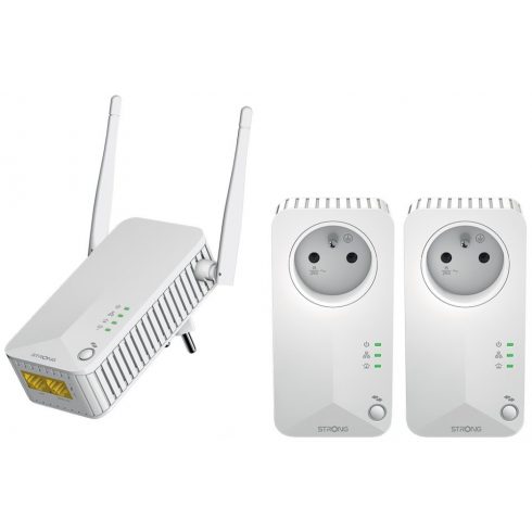 STRONG set 3 adapterjev Powerline WF 600 TRI FR/ Powerline 600 Mbit/s/ Wi-Fi 300 Mbit/s/ 2x LAN/ bel