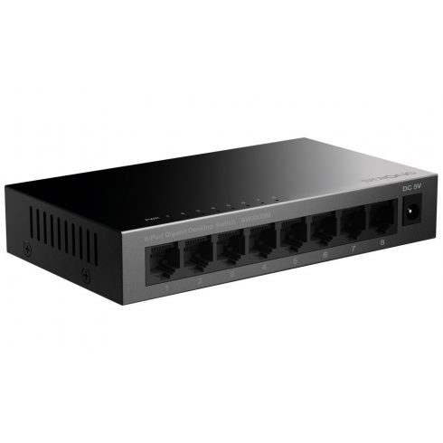 Stikalo STRONG SW8000M/ 8x Gigabit RJ45 port/ 10/100/1000 Mb/s/ 16 Gb/s/ 802.3i/u/ab/x/az/ kovinsko ohišje/ črna