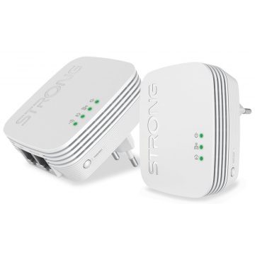   STRONG set 2 adapterjev Powerline WF 600 DUO MINI/ Powerline 600 Mbit/s/ Wi-Fi 300 Mbit/s/ 2x LAN/ bel